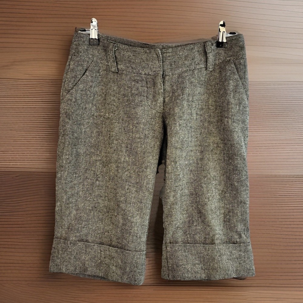 Vintage Y2K Gadzooks Wool Blend Tweed Shorts‎ XS Long Brown Bermuda Punk Grunge